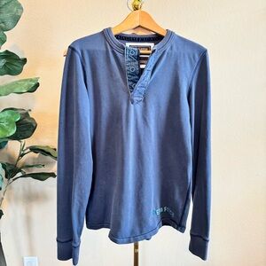 Vintage Y2K Ezra Fitch x Abercrombie Henley Shirt Men’s M Navy Knit Long Sleeve